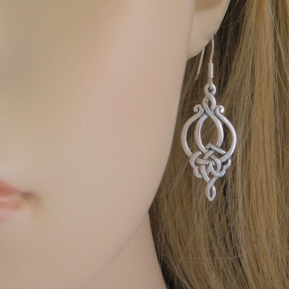 Sterling Silver Irish Scroll & Knot Earrings